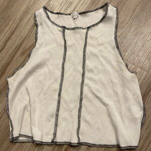 White tank top with black stitching